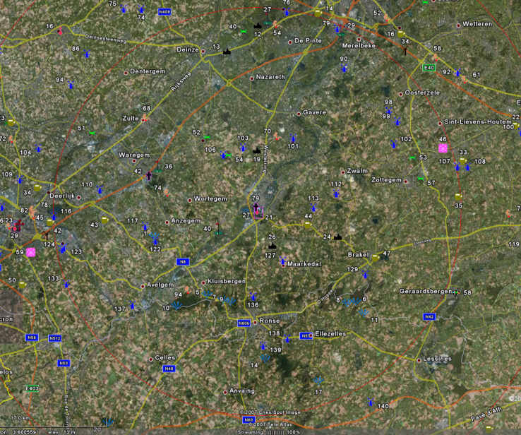 Zoom on Audenarde with Roads